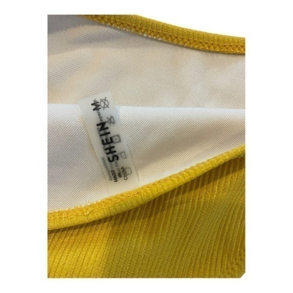 Bikini Bottom Yellow Ribbed Medium Moderate Coverage Swim SHEIN - Picture 7 of 10
